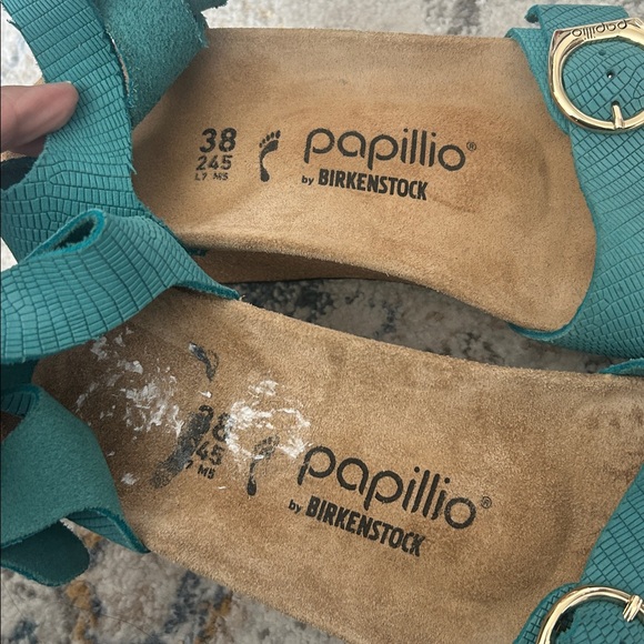 Birkenstock Papillio Soley Embossed Biscay Bay Nubuck Sandals Big Buckle US 7 - Picture 3 of 7